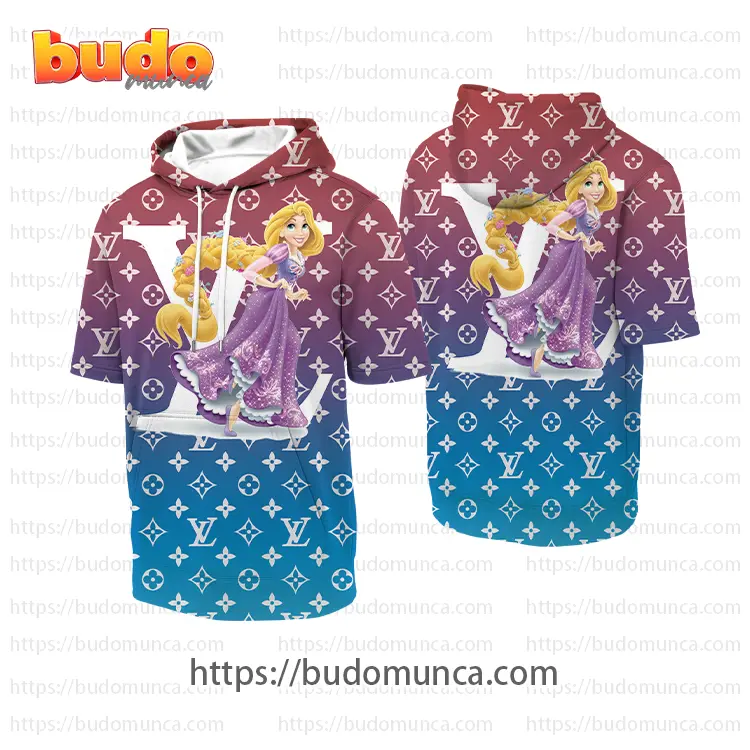 Louisvuitton and rapunzel princess disney hooded short sleeve t-shirt gift uninque for kid man women